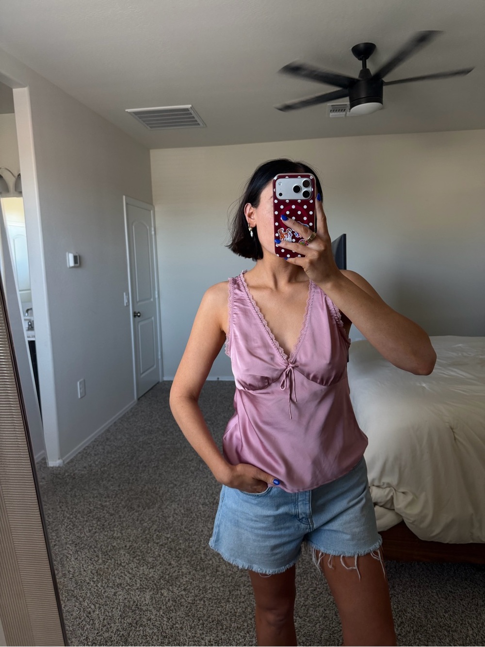 Pink silky top